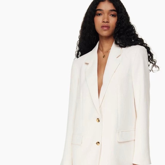 Aritzia Heartbreak White new Business Casual Formal Evening Wedding Blazer Sz L - Picture 4 of 14
